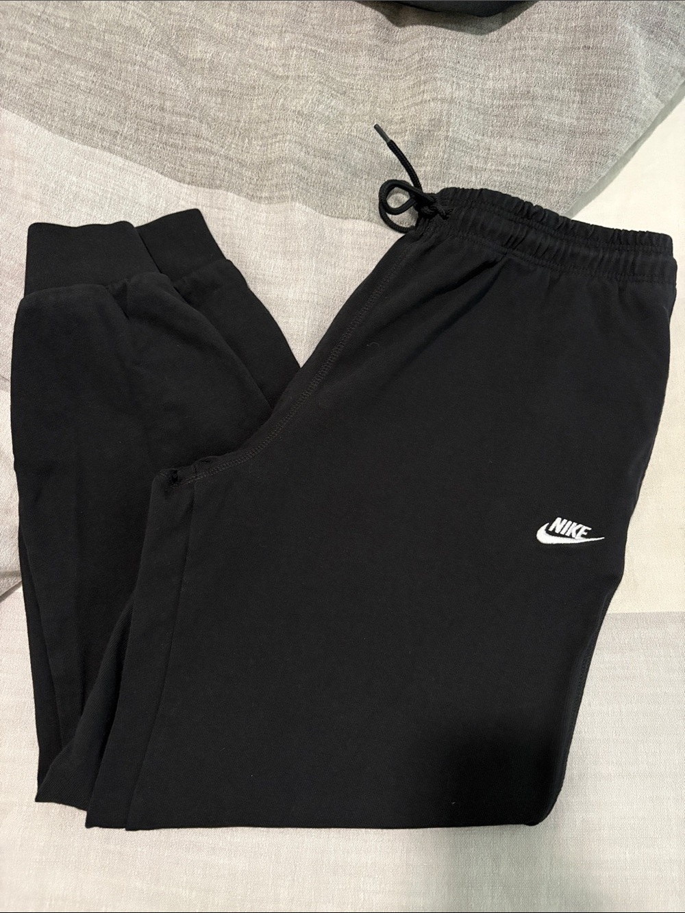 Nike Men’s Black Jogger Sweatpants with White Swoosh - SZ L